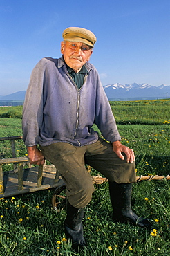 Typical Slovak-faced farmer, near Vychodna, Slovakia, Europe