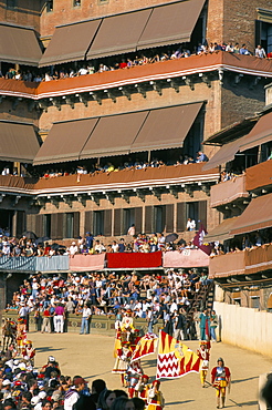 Opening parade, Palio horse race, Siena, Tuscany, Italy, Europe