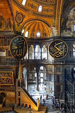 Haghia Sofia interior, UNESCO World Heritage Site, Istanbul, Turkey, Europe