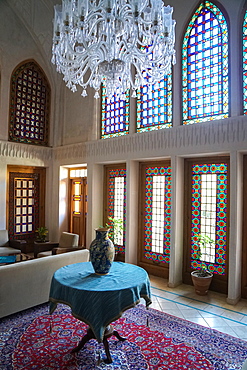 Interior of late 18th century Qajar mansion, now Serai Ameriha Hotel, Kashan, Iran, Middle East