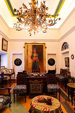 The Maharajah's study at the hunting lodge of the Maharajas of Jhalawar, now run by the family as Prithvi Vilas Palace Hotel, Jhalawar, Rajasthan, India, Asia