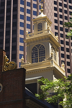 The Old State House, 1713, now surrounded by modern towers in the Financial District, Boston, Massachusetts, USA