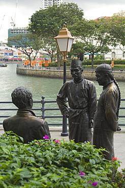 Sculpure of Chinese Merchants, Boat Quay, Singapore, South East Asia