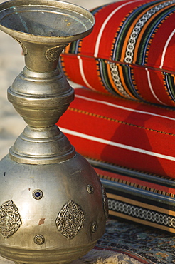 Arabic cushions and pot, Dubai, United Arab Emirates, Middle East