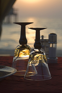 Table for two on the beach, Dubai, United Arab Emirates, Middle East