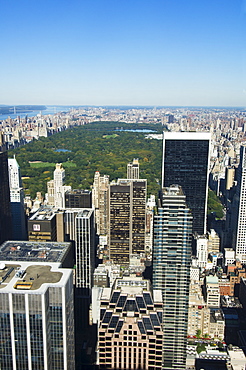 High view of Central Park and Upper Manhattan, New York City, New York, United States of America, North America