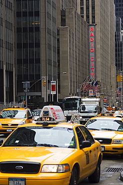 Taxi cabs, Avenue of the Americas, Manhattan, New York City, New York, United States of America, North America