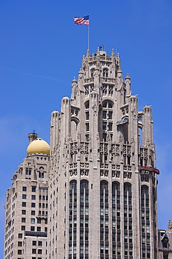 Tribune Tower, Gothic architecture, North Michigan Avenue, the Magnificent Mile, Chicago, Illinois, United States of America, North America