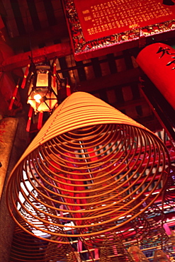 Incense coils, Man Mo Temple, Hong Kong Island, Hong Kong, China, Asia