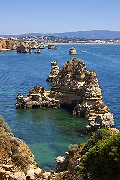 Cliffs near Praia Dona Ana, Lagos, Algarve, Portugal, Europe