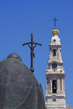 Statue of Pope John Paul II and Basilica, Fatima, Portugal, Europe