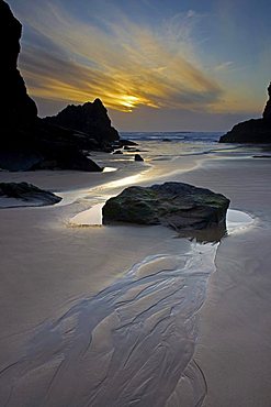 Evening, Bedruthan Steps, Cornwall, England, United Kingdom, Europe