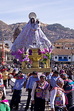 The festivities of Corpus Christi, the most important religious festival in Peru, held in Cuzco, Peru, South America