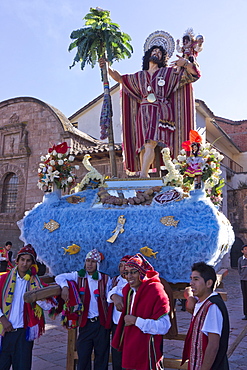 The festivities of Corpus Christi, the most important religious festival in Peru, held in Cuzco, Peru, South America