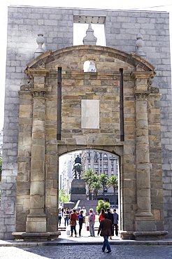 The old gate to the Citadel, looking from the Citadel to Plaza Independencia, Montevideo, Uruguay, South America