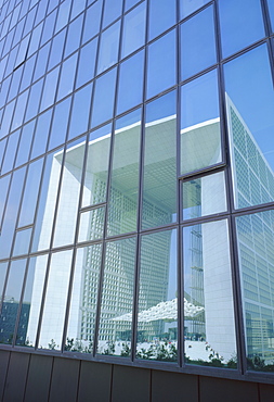 La Grande Arche reflections, La Defense, Paris, France, Europe