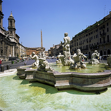 Fountains, Piazza Navona, Rome, Lazio, Italy, Europe