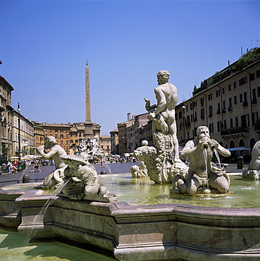 Fountains, Piazza Navona, Rome, Lazio, Italy, Europe