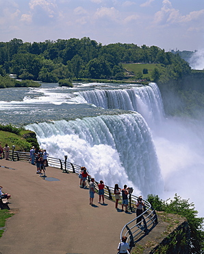 Tourists viewing the American Falls at the Niagara Falls, New York State, United States of America, North America