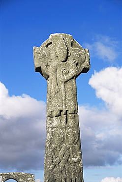 Detail of the Doorty cross, 13ft tall and dating from the 12th century, Kilfenora, County Clare, Munster, Eire (Republic of Ireland), Europe