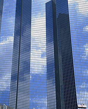 Glass exterior of a modern office building, La Defense, Paris, France, Europe