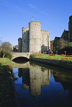 West Gate, dating from the 14th century, the only surviving city gate, Canterbury, Kent, England, UK