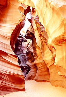 Coloured rock in waves formation in Upper Antelope Canyon, Slot Canyon, Page, Arizona, USA 