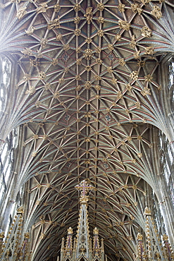 Vaulting in the roof, Gloucester Cathedral, Gloucester, Gloucestershire, England, United Kingdom, Europe