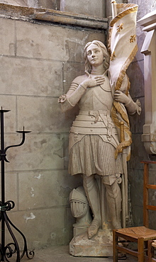 Statue of St. Joan of Arc, Dol Cathedral, Dol de Bretagne, Brittany, France, Europe