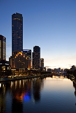 City Centre and Yarra River at dusk, Melbourne, Victoria, Australia, Pacific