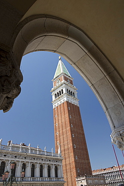 Campanile from Doge's Palace, Venice, UNESCO World Heritage Site, Veneto, Italy, Europe