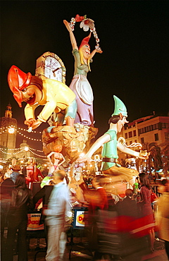 Valencia - Spain - Las Fallas Fiesta - One of the giant Fallas on view in the city