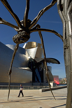 Spider sculpture outside by Louise Bourgeois, Guggenheim Museum, Bilbao, Basque country, Spain, Europe