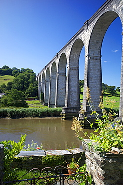 Calstock railway viaduct, Tamar Valley, Cornwall, England, United Kingdom, Europe