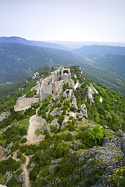 Peyrepertuse Cathar castle, French Pyrenees, France, Europe