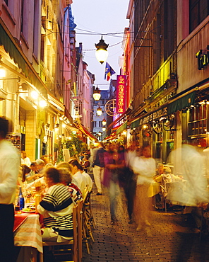 Restaurants in the Rue des Bouchers, Brussels, Beljium