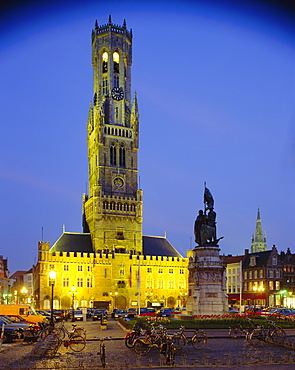 Bell tower at night, Bruges, Belgium