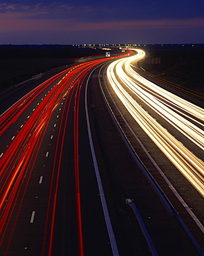 Motorway at night, England, United Kingdom, Europe