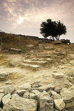 Stone carriage ramp from Homeric period, Troy, UNESCO World Heritage Site, Anatolia, Turkey, Asia Minor, Asia