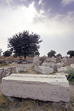 Inscription 'Trova', not from Homeric period, Troy, UNESCO World Heritage Site, Anatolia, Turkey, Asia Minor, Asia