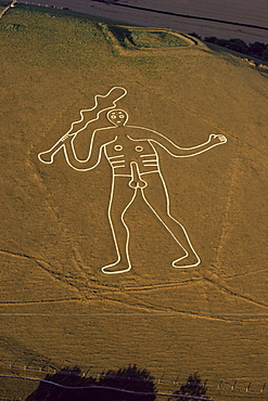 Aerial view of the Cerne Abbas giant, Dorset, England, United Kingdom, Europe