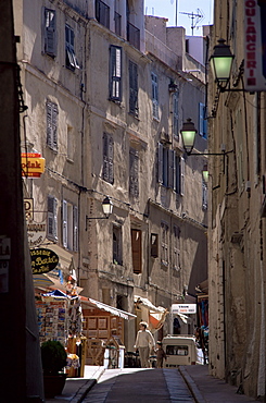 Narrow street, Bonifacio, Corsica, France, Europe