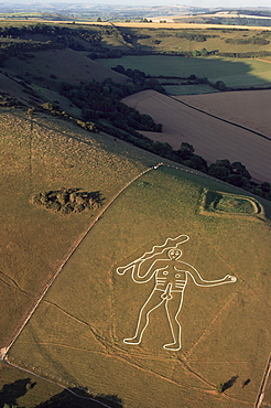 Aerial view of the Cerne Abbas giant, Dorset, England, United Kingdom, Europe