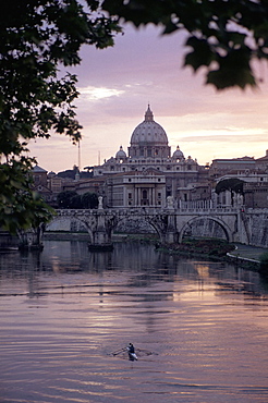 Skyline of St. Peter's from Ponte Umberto, Rome, Lazio, Italy, Europe