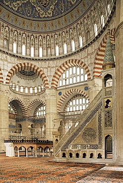 Interior of the Selimiye Mosque, Edirne, Anatolia, Turkey, Asia Minor, Eurasia