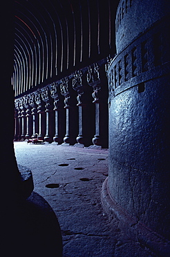 Karla caves, dating from the first century BC, near Mumbai, Maharashtra state, India, Asia