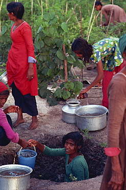 Collecting water for agriculture, Maldive Islands, Asia