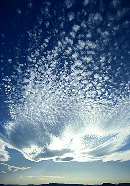 High cloud before sun at dusk, Provence, France, Europe