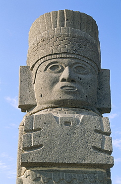 Carved column at Toltec archaeological site, Tula, Mexico, North America