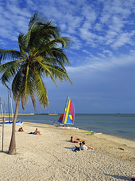 People on the beach in the late afternoon, Key West, Florida, United States of America, North America